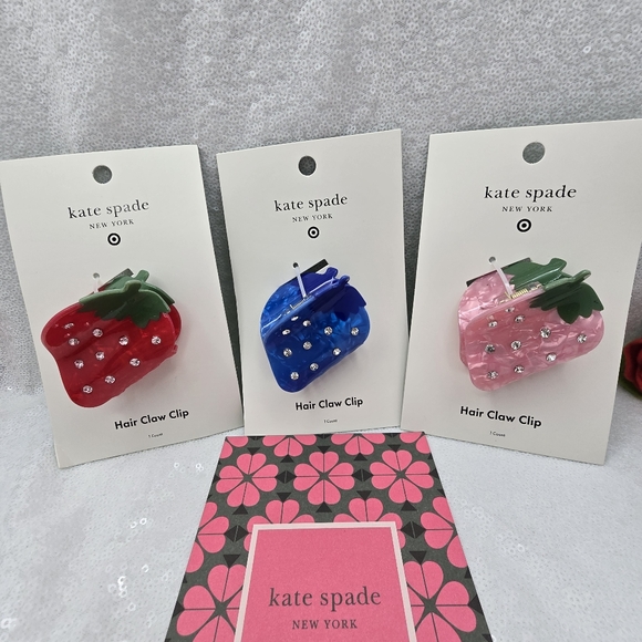 Kate Spade x Target Limited Edition Collection 3 Hair Claw Clips Red Pink Blue - Picture 3 of 16